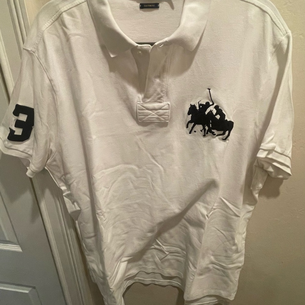 Ralph Lauren White Polo Shirt with Black Logo